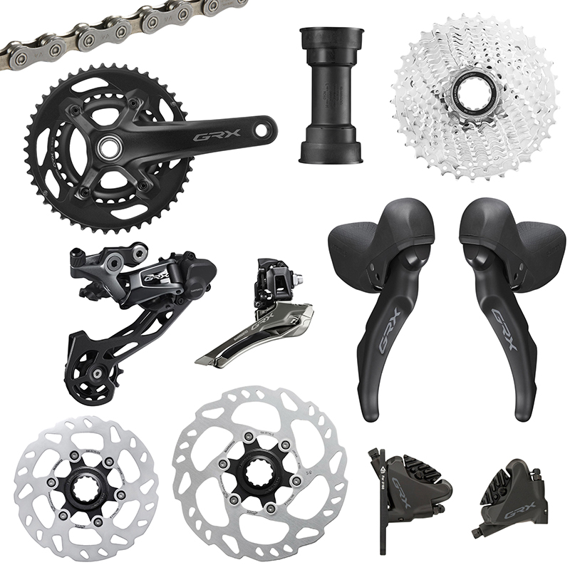 GROUPE GRAVEL SHIMANO GRX600 DISQUE NOIR 11V. 172.5 EN 46-30 CUVETTE PRESSFIT CASSETTE 11-34 (MONTAGE ATELIER)