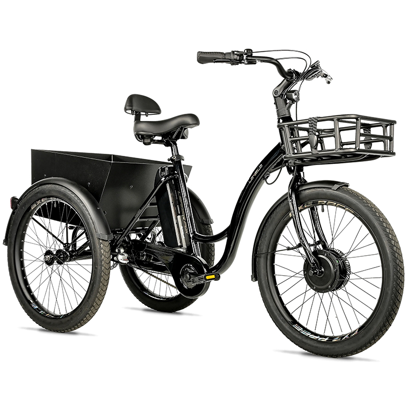 TRICYCLE ELECTRIQUE-VAE CITY LEADER FOX 24" LOVELO 2025 MIXTE NOIR BRILLANT 3V SHIMANO NEXUS MOTEUR ROUE AV BAFANG 36V 45NM BATTERIE 17,4AH