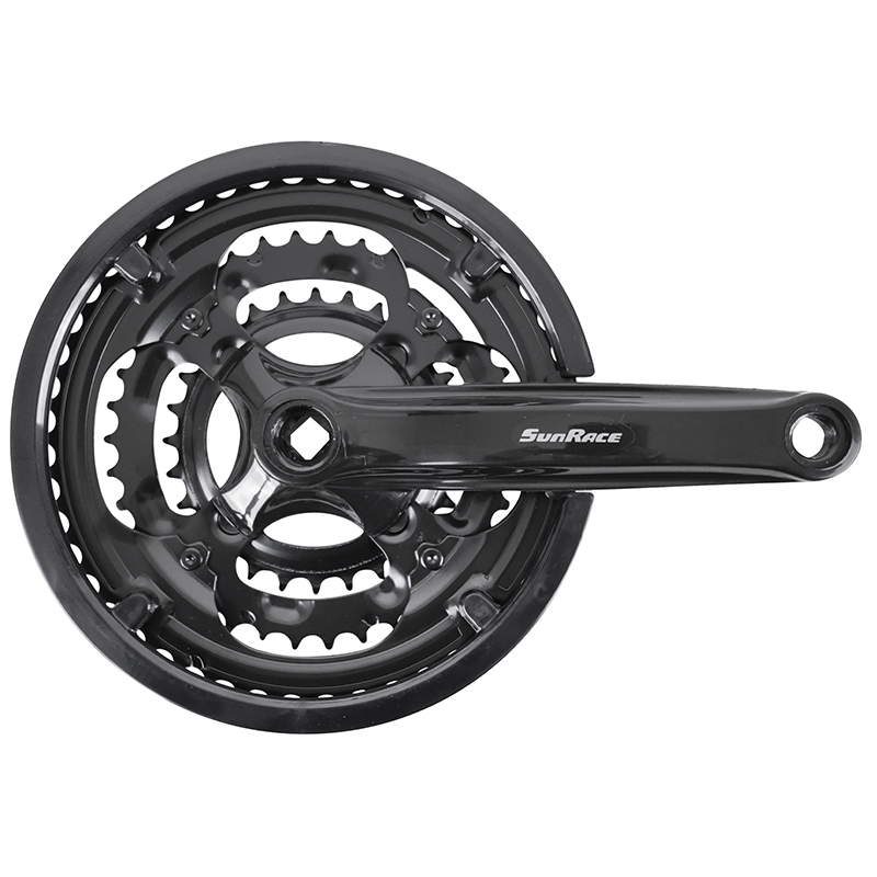 PEDALIER VTT SUNRACE 7-8V. FCM2B ACIER NOIR 170MM 48-38-28 AVEC PARE CHAINE - BOITIER 118MM