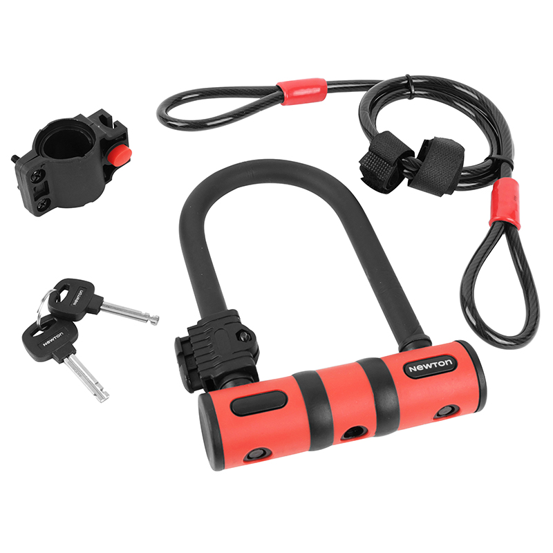ANTIVOL VELO U NEWTON DIAM 13 MM AVEC CABLE AVEC SUPPORT NOIR-ROUGE (2 CLES) -NIVEAU SECURITE 6- ANTIVOL VELO U NEWTON DIAM 13 MM AVEC CABLE AVEC SUPPORT NOIR-ROUGE (2 CLES) -NIVEAU SECURITE 6-