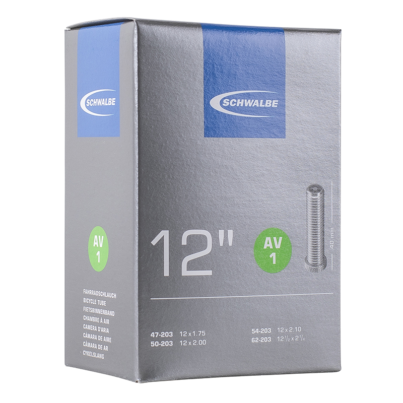 CHAMBRE A AIR VELO 12 1-2 X 1.75-2 1-4 SCHWALBE VALVE STANDARD 40MM (47-62X203) (AV1)