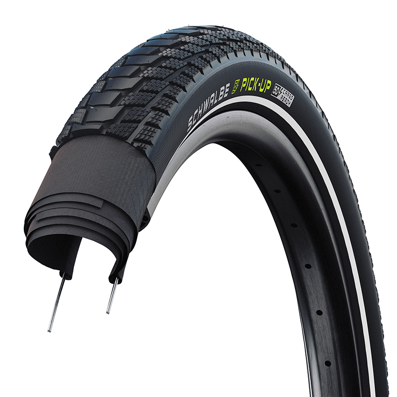 PNEU CARGO - CITY 18 X 2.15 SCHWALBE PICK-UP NOIR FLANC REFLEX TR  SUPER DEFENSE (55-355) HOMOLOGUE VAE E50 (POIDS MAX 109KGS)