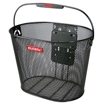 PANIER AVANT ACIER NID ABEILLE KLICKFIX 16L NOIR AVEC ANSE FIXATION SUR CINTRE (36X27X25CM) AVEC PLATINE PLASTIQUE (LIVRE SANS FIXATION)