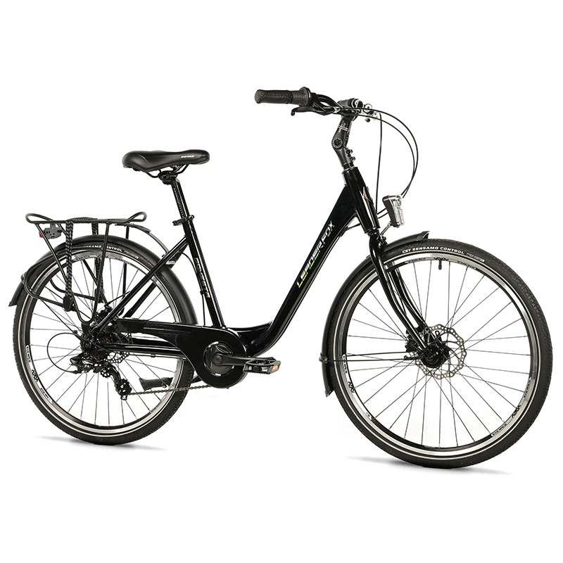 VELO MUSCULAIRE CITY BIKE 26 LEADER FOX DOMESTA 2025 FEMME NOIR 7V CADRE ALU 17 POUCES (TAILLE ADULTE 165 à 173 CM)