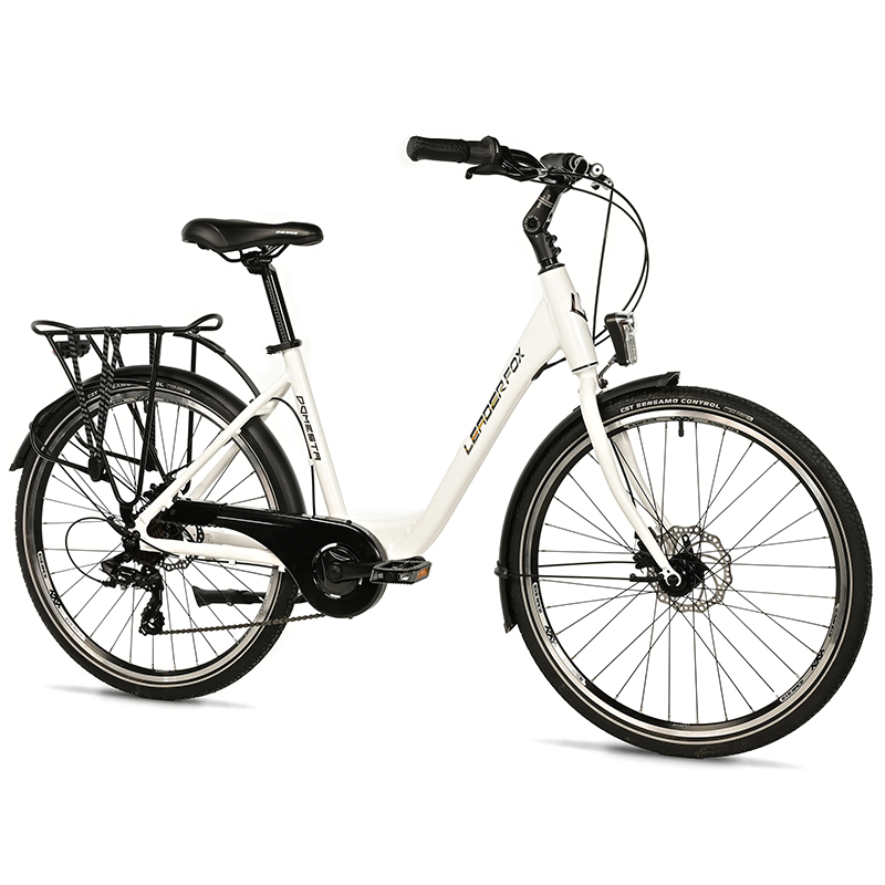 VELO MUSCULAIRE CITY BIKE 26 LEADER FOX DOMESTA 2025 FEMME BLANC 7V CADRE ALU 17 POUCES (TAILLE ADULTE 165 à 173 CM)