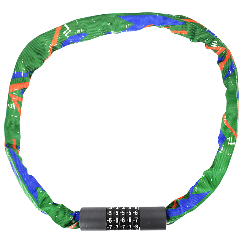 ANTIVOL VELO - TROTTINETTE CHAINE A CODE ACIER LONGUEUR 95CM (MULTICOLORE VERT DOMINANT) - NIVEAU SECURITE 8 ANTIVOL VELO - TROTTINETTE CHAINE A CODE ACIER LONGUEUR 95CM (MULTICOLORE VERT DOMINANT) - NIVEAU SECURITE 8