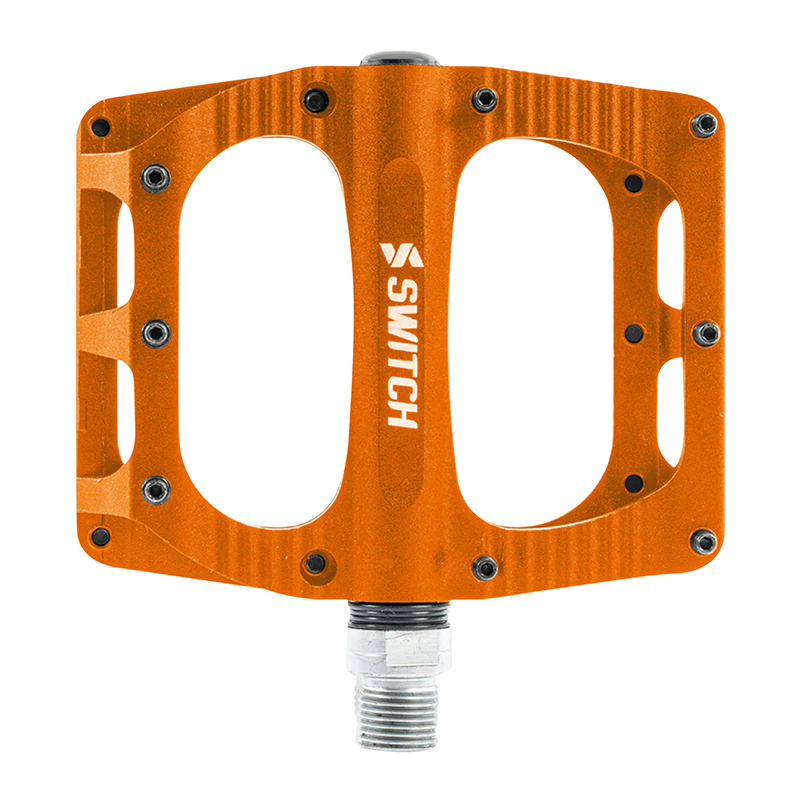 PEDALE VTT PLATEFORME DESCENTE - BMX SWITCH XL FREERIDE ALU CNC ORANGE FILETAGE 9-16 AVEC PICOTS (PAIRE) 110X100MM PEDALE VTT PLATEFORME DESCENTE - BMX SWITCH XL FREERIDE ALU CNC ORANGE FILETAGE 9-16 AVEC PICOTS (PAIRE) 110X100MM
