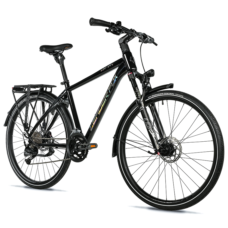 VELO MUSCULAIRE VTC 28 LEADER FOX ESPIRIT 2025 HOMME NOIR 9V CADRE ALU 20,5 POUCES (TAILLE ADULTE 183 à 190 CM)