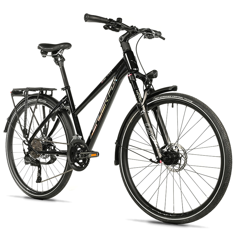 VELO MUSCULAIRE VTC 28 LEADER FOX ESPIRIT 2025 FEMME NOIR 9V CADRE ALU 16,5 POUCES (TAILLE ADULTE 158 à 168 CM)