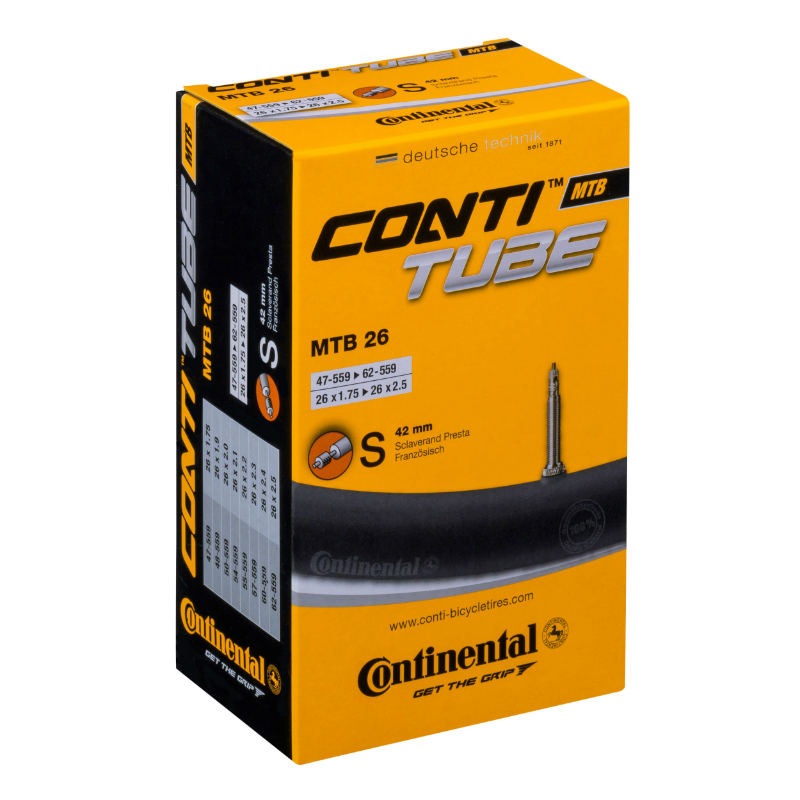 CHAMBRE A AIR VELO 26 X 1.75-2.50 CONTINENTAL VALVE PRESTA OBUS DEMONTABLE 42 MM