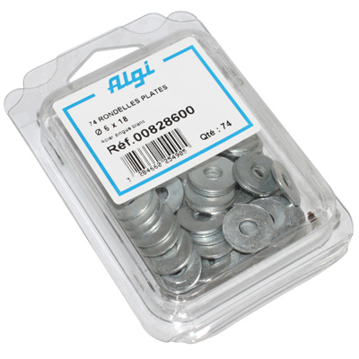 RONDELLE PLATE ACIER DIAM  6X18  (BLISTER DE 74)  (00828600)  -ALGI-