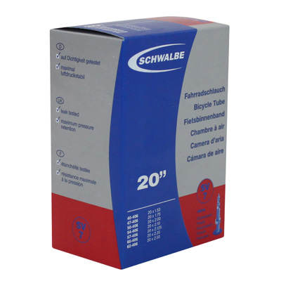 CHAMBRE A AIR VELO 20 X 1.50-2.35 SCHWALBE VALVE PRESTA (40-406 à 54-428) (SV7) CHAMBRE A AIR VELO 20 X 1.50-2.35 SCHWALBE VALVE PRESTA (40-406 à 54-428) (SV7)
