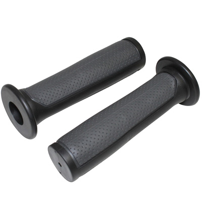 POIGNEE BMX NOIR-GRIS BI-MATIERE L125MM AVEC COLLERETTE (PAIRE)