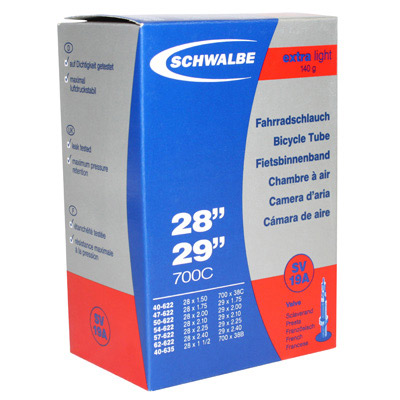 CHAMBRE A AIR VELO 29 X 1.75-2.40 ET 700 X 38-60 SCHWALBE VALVE PRESTA OBUS DEMONTABLE 40MM TOUT ALU (SV19)