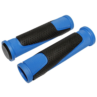 POIGNEE VTT NEWTON BI-MATIERE BLEU FONCE-NOIR L130MM (PAIRE)