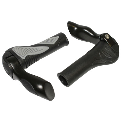 POIGNEE VTT HAFNY NOIR-GRIS  AVEC EMBOUT DE CINTRE INTEGRE 130MM (PAIRE)