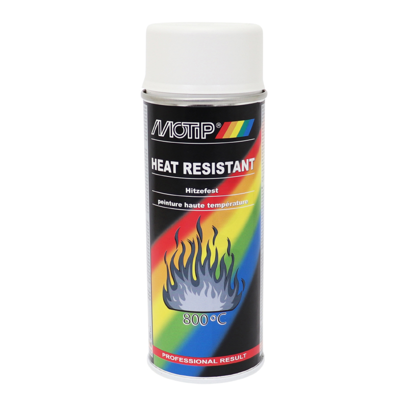 BOMBE DE PEINTURE MOTIP PRO HAUTE TEMPERATURE 800 BLANC AEROSOL 400ML (04036)