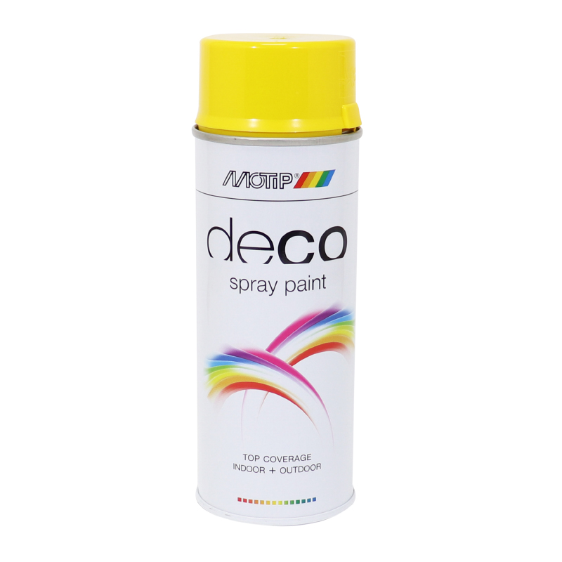 BOMBE DE PEINTURE MOTIP DECO GLYCERO BRILLANT JAUNE COLZA AEROSOL 400ML (01679)