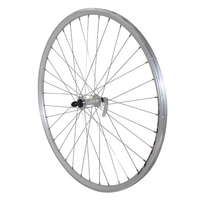 ROUE VTC PATIN BLOCAGE 700 X 35 - 28" ER10 ARGENT AVANT MOYEU ALU 36 RAYONS JANTE 19C