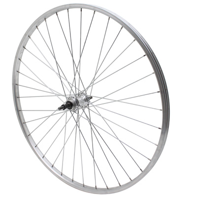 ROUE VTC - CITY PATIN 700 X 28 - 35 ARRIERE JANTE ET MOYEU ALU AXE PLEIN ROUE LIBRE 7-6V (VENDU AVEC ECROU 10X100) JANTE 19C