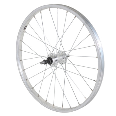 ROUE VTT PATIN 20" ALU ARRIERE MOYEU ALU AXE PLEIN ROUE LIBRE 6-7V (VENDU AVEC ECROU 10X100) JANTE 21C 28 RAYONS