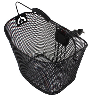 PANIER AVANT ACIER NID ABEILLE  P2R NOIR AVEC ANSE FIXATION RAPIDE SUR POTENCE A PLONGEUR (LG35XL26XH27)