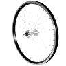 ROUE REMORQUE VELO 20 X 1.75 ALU MX ALU AXE PLEIN 9X100 NOIR